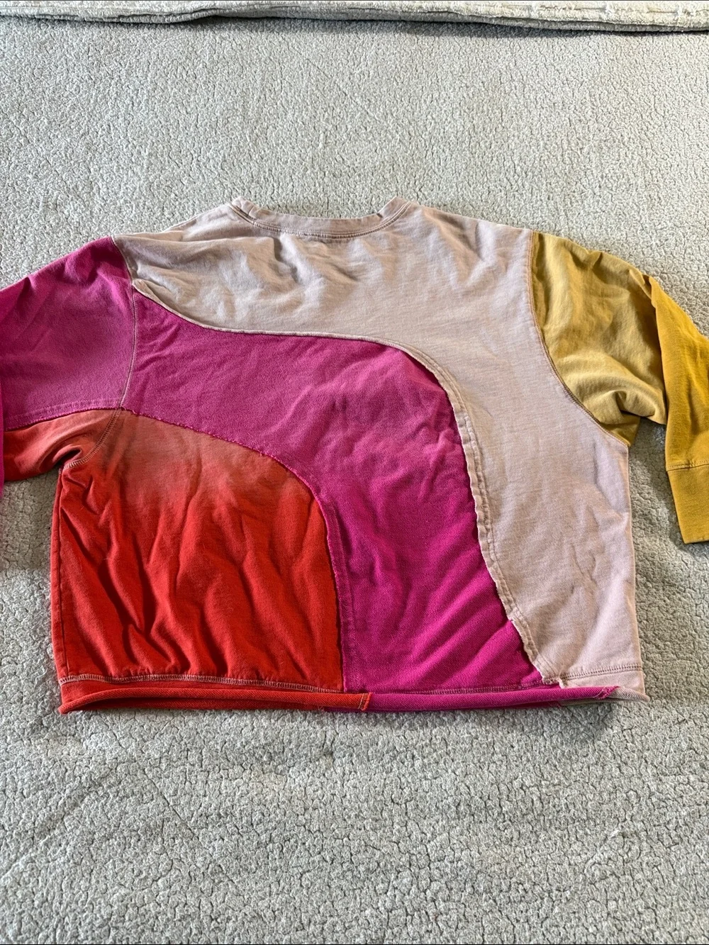 Fate Colorblock Scoop Neck Sweater in Pink, Orange, Yellow and Cream 100% Cotton